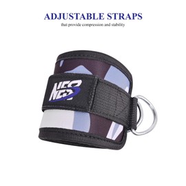 NES3 Foot Strap Cable Pull 7mm Neoprene Support 10" x 4" Ankle Strap (Camo Blue)
