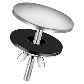 2-Inch Sink Hole Cover,Sink Plug Cove,Stainless Steel Screw On Faucet Deck Plate Stopper,Leak-Proof Metal Plug for Kitchen & Bathroom,Brushed Silver