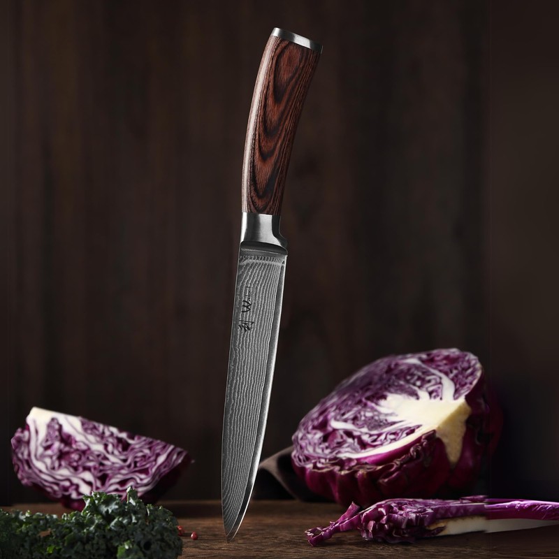 Wakoli Carving Knife, 7-inch Blade Damascus Chef Knife made from