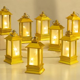 Linternas doradas decorativas para interiores: 24 piezas de luz de estrella, mini linterna LED para centro de mesa, decoración de mesa, Halloween, Navidad, boda, fiesta, camping