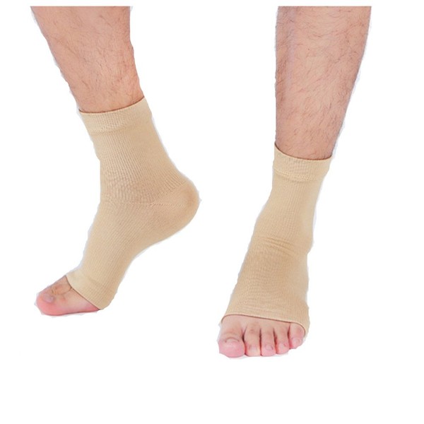 2 Pairs Ankle Brace Ankle Brace Foot Brace for Men and Women Plantar Fasciitis Socks Compression Socks for Sports, Football, Fitness, beige