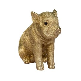 Oubia H13063-B-12 Golden Pig Sitting (Small) 4.1 x 1.8 x 3.3 inches (10.3 x 4.6 x 8.5 cm) Doll Figurine Figurine Animal Garden Decoration Pig