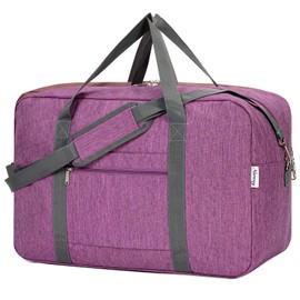 For United Airlines Foldable Carry on Bag 22x14x9 Travel Duffel Bag Packable luggage Duffle for Women and Men 40L (Dark Purple)