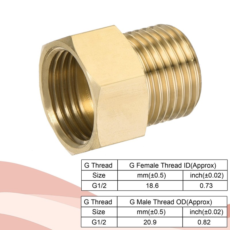 sourcing map Brass Check Valve, G1/2 Male Female Thread 24x27mm