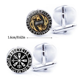 LONGHAO 2 Pairs, Viking Style Cuff Buttons, Men's Cufflinks with Viking Rune Pattern, Nordic Viking Cufflinks, Retro Classic Shirts, for Husband, Friends, Father, Metal, 0