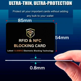 SaiTech IT 10 Pack RFID Blocking Card, One Card Protects Entire Wallet Purse, NFC Contactless Bank Debit Credit Card Protector ID ATM Guard Card Blocker–(Black)