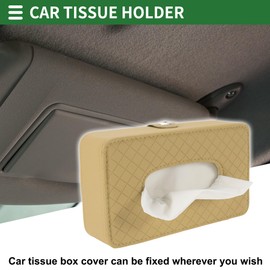 Motoforti Universal Car Tissue Holder Napkin Holder Tissues Box Cover Car Backseat Extra Large Tissue Organization, 21x12x5.5cm Faux Leather Beige