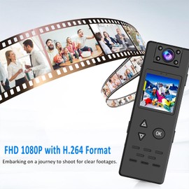 Mini Body Camera with Audio and Video, Portable 1080P Small Body Cam with 180° Rotatable Lens, Night Vision, 1.4” Screen Wearable Personal Video Body Worn Camera for Outdoors Cycling Law Enforcement