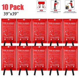 Fire Blanket 10 PACK FIRE BLANKET Fiberglass Emergency Home Retardant Prepared 39''x39" Gifts