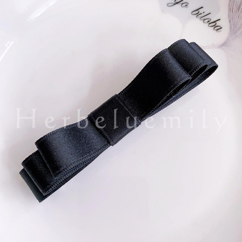 Herbeluemily Ribbon Satin Barrette 2-Piece Set Simple Adult Formal Fashionable