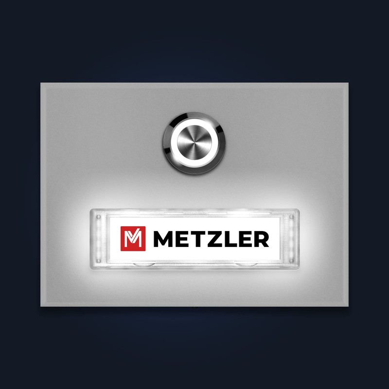 Metzler Doorbell in White, Interchangeable Name Plate, Powder-Coated in RAL