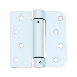 Spring Self-Closing Hinges, 4 Inch Square with 5/8 Inch White Prime, Adjustable Door Closing, 2 Pack