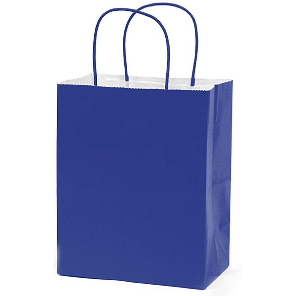 12CT Large Royal Blue Biodegradable Paper, Premium Quality Paper (Sturdy & Thicker), Kraft Bag with Colored Sturdy Handle (Large, Royal Blue)