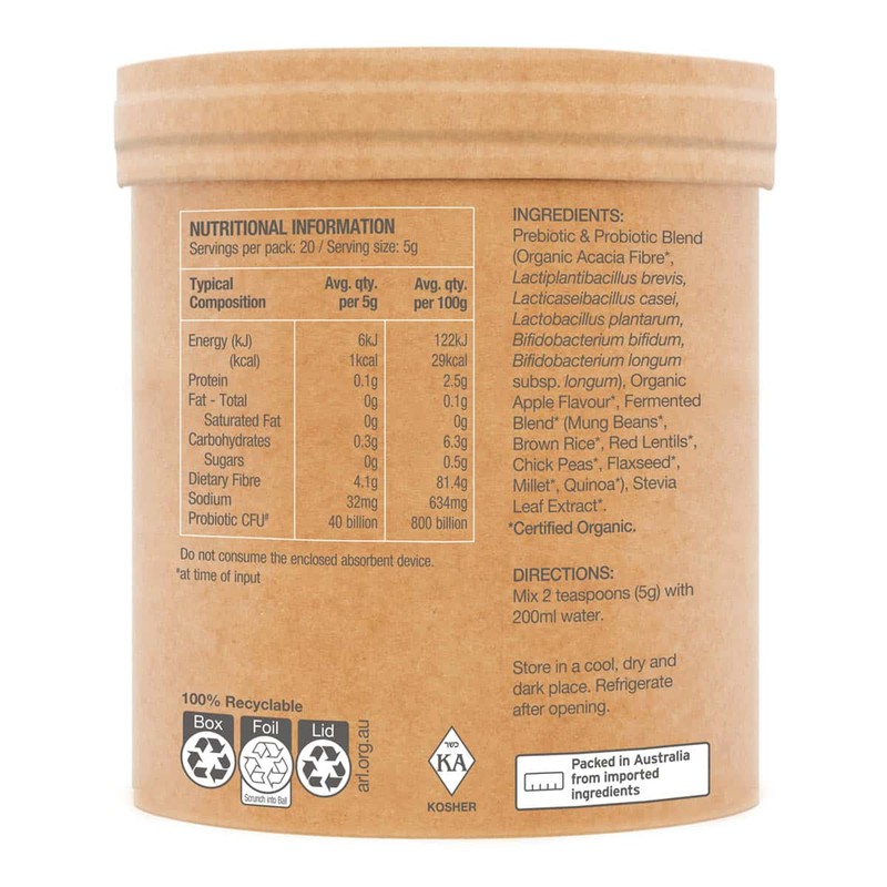 Amazonia Raw Organic Probiotics - Cloudy Apple, 100g