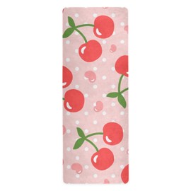 Wassud Yoga Mat Cherry Foldable Exercise Mat Non Slip Workout Mat with Storage Bag Pilates Floor Exercises Mat 71" x 26"