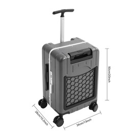 MARTEXBUY Kids Ride-on Luggage with Foldable Back Rest, 20" Carry On Luggage Travel Trolley Case with Seat for Children, Top Opening Suitcase with Spinner Wheels and Lock (Dark Grey, 20 Inch)