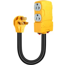 Tellegloww 3 FT 220 to 110 Adapter Compatible with NEMA 10-50P to 4X 5-20R/15R with 20 Amp Circuit Breaker, 220/250V Electrical Stove/Range/Oven Male Plug Gas 110/125V Power Convert Adapter