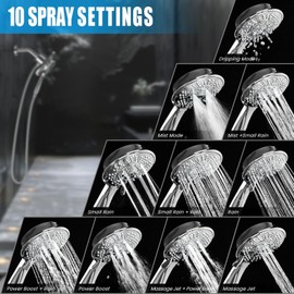 High Pressure Shower Heads, 7.2Inch 2 in 1 Rainfall Shower head & Handheld Showers with Magnetic Docking System, Ten-Function Handheld Shower Head with 59" Rotatable Stainless Steel Hose (Chrome)