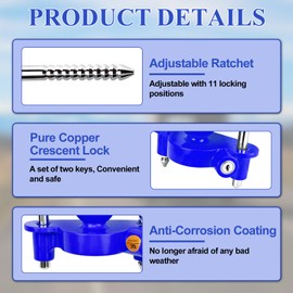 Covienapp Trailer Hitch Lock Tow Ball Lock,Universal Adjustable Tow Lock with 11 Locking Positions for Trailer Horsebox,Includes 2 Keys,Blue