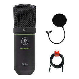 Mackie EM-91C Element Series Large-Diaphragm Condenser Microphone with XLR Cable & Pop Filter Bundle