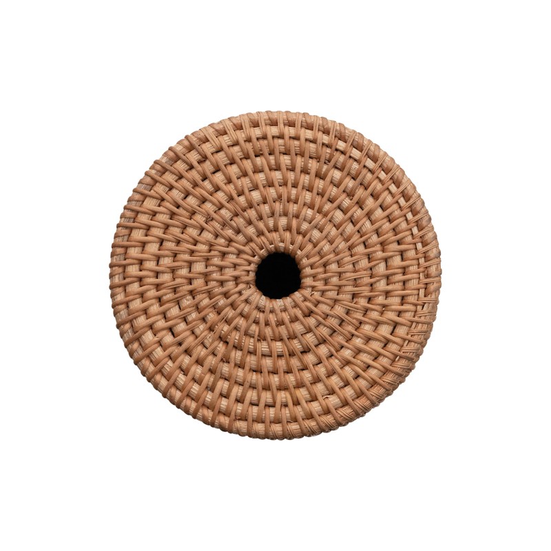 Creative Co-Op Woven Rattan Toilet Paper Roll Storage with Lid,