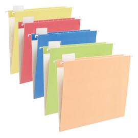 Fei Bi 10 Pack Hanging Folder File Cabinet Organizer Letter Size 1/5 Cut Adjustable Label Decoration Home Office School Classroom, Rainbow Color