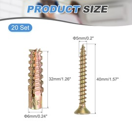 PATIKIL 20 Pcs Drywall Hollow Wall Anchors with Screws, 0.2 x 1.57'' Heavy Duty Steel Wall Anchors Kit, Dry Wall Anchors for Concrete Wall Plaster Wall, Multicolor