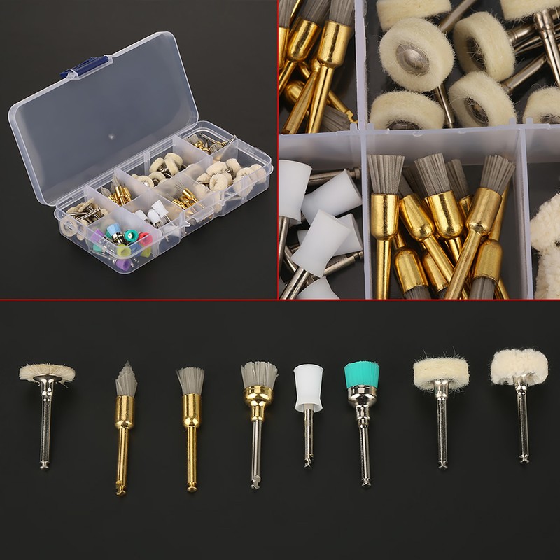 80pcs Dental Tool Kit Polishing Cup Alumina Nylon Brush Cotton