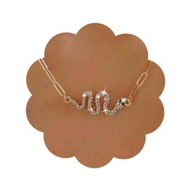 Aneneiceera Vintage Emerald Snake Choker Necklace Punk Crystal Snake Pendant Necklace Gold Serpent Collar Necklace Chunky Curb Chain Necklace Jewelry for Women and Girls (Gold B)