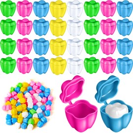 Taiyin 300 Pcs Colorful Tooth Savers Box, Plastic Tooth Holders Bulk for Boys Girls Kids Keepsake, Goodie Bag Fillers, Party Favor, Dentist Office, 5 Colors, 0.6 x 0.75 x 0.6 Inch