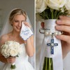 XYZRTLON Something Blue Cross Bridal Bouquet Charm Embroidered Happy Tears