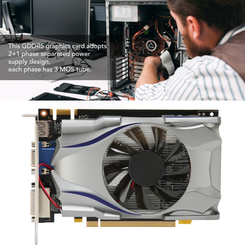 Gaming Graphics Card 1GB 128Bit GDDR5 PCI Express 2.0 3200MHZ