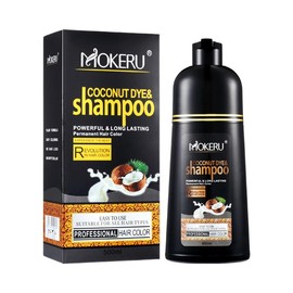 Champú Tinte Negro Con Aceite De Coco Mokeru 3 En 1 Para Cobertura De Canas, Para Hombres Y Mujeres, Semipermanente.