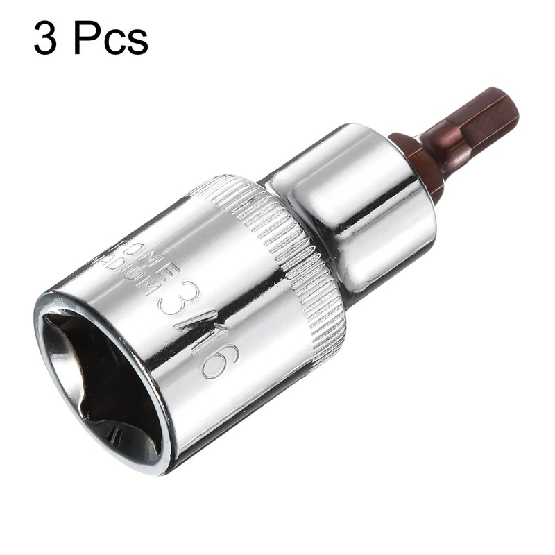 QUARKZMAN 3 Pieces 3/16" Hex Bit Socket 1/2" Square Drive