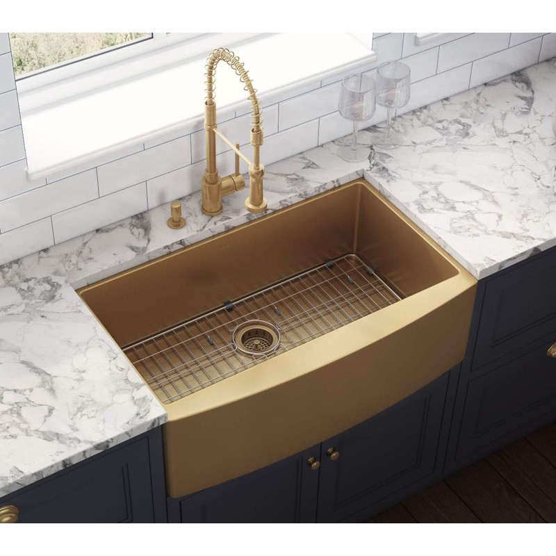 Ruvati Kitchen Sink Strainer Drain Assembly - Satin Brass Matte