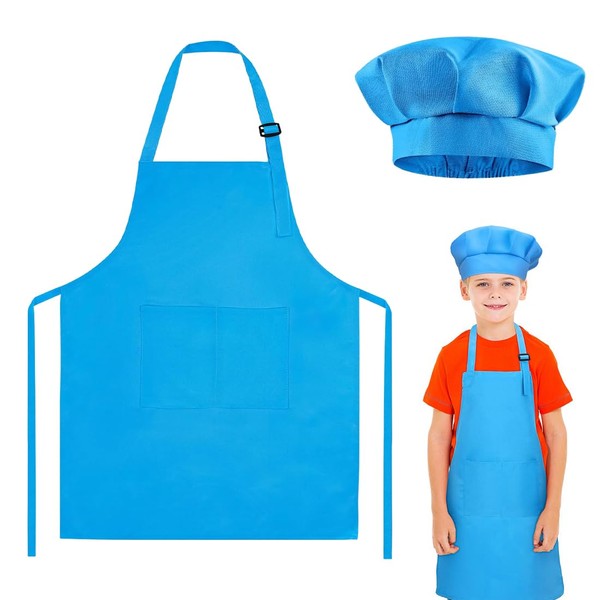 PNPGDYK Kinder Schürze und Kochmütze Set, Kochschürze Kinder, Kinder Schürze,