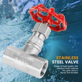 Akozon Gate Valve Stainless Steel Valve Sanitaer Sleeve Gate Valve DN15 Internal Thread Water Gate Valve BSPP G1/2 Rotary Valve with Metal Hand Wheel for Water Oil Gas