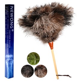 NEWONG 16inch Natural Good Ostrich Feather Duster with Bamboo Handle, Electrostatic Dust Remove for Ceiling，Fans，Bookshelves, Sofa, Windows, Fit for Home, Office and Cars