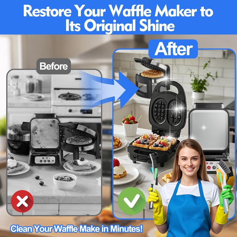 XANGNIER 6 Pcs Waffle Makers Clean Brush Kit for Belgian/Classic/Flip/Mini