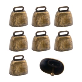ZGWANSUI 8 Pack Cow Horse Sheep Grazing Copper Bells, Small Metal Brass Bells, Loud Ringing Cowbell Noisemakers, Hanging Jingle Bell for Animal Pet Collar Doors Crafts Christmas Wedding (Bronze)