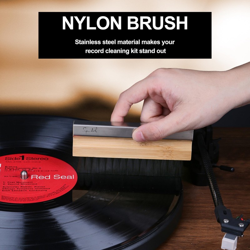 SpinArt Vinyl Record Cleaner Vinyl Record Cleaning Kit 8-in-1,Includes Soft