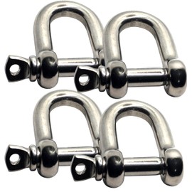 5mm D-Shackles Stainless Steel A4-Marine Grade (316) - for connecting Ropes, Anchors and Chains (Pack of 4)