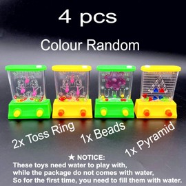 JZK 4x 80s 90s retro classic handheld game, ring toss water game with hoops, water hoopla games for kids adults, concentration game toy, Family party games idea gadget