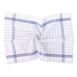 Vaily Tea Towels Blue Checked Pack of 10 - 70 x 45 cm 100% Cotton