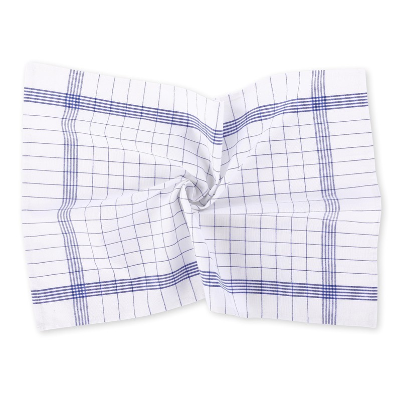 Vaily Tea Towels Blue Checked Pack of 10 - 70