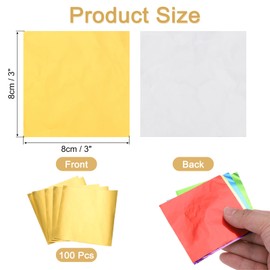 MECCANIXITY 3 Inch Gold Foil Candy Wrappers 100Pcs Aluminum Foil Glossy Chocolate Foil Wrappers Square for Caramel Candies Decoration