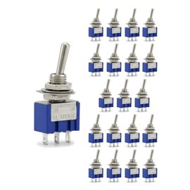 QWORK Pack of 20 Mini Toggle Switch SPST AC 125V 6A ON-ON 3 Pins 2 Position for Car Arduino Truck Boat (MTS102)