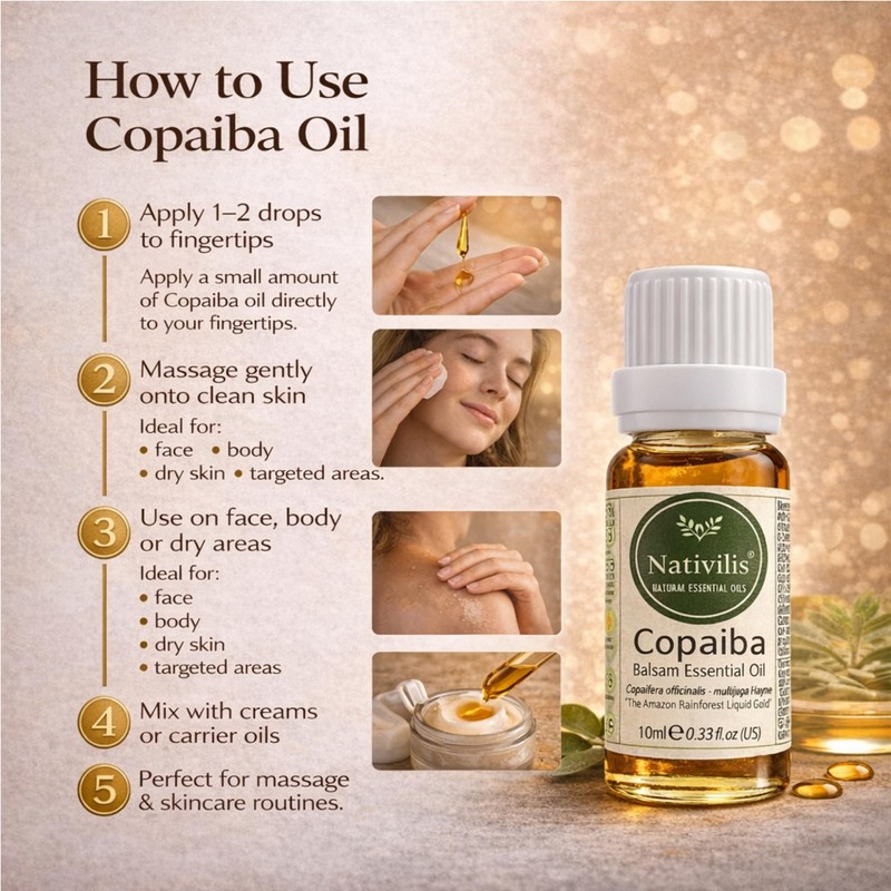 Nativilis Copaiba Balsam Essential Oil (10ml) - 100% Natural (Copaifera