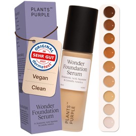 Wonder Foundation Serum - Make Up Gentle Coverage | All Skin Types | With Hyaluronic Acid + Squalane | Regenerating Effect | Tinted Face Serum Long-Lasting Glow | plants are purple (Amber 30 ml)