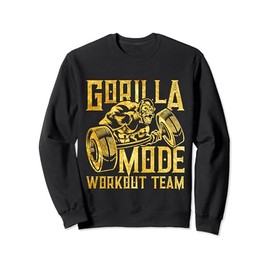 Gorilla Mode Workout Team Dumbbell Beast Gym Fitness Gold Sweatshirt, black